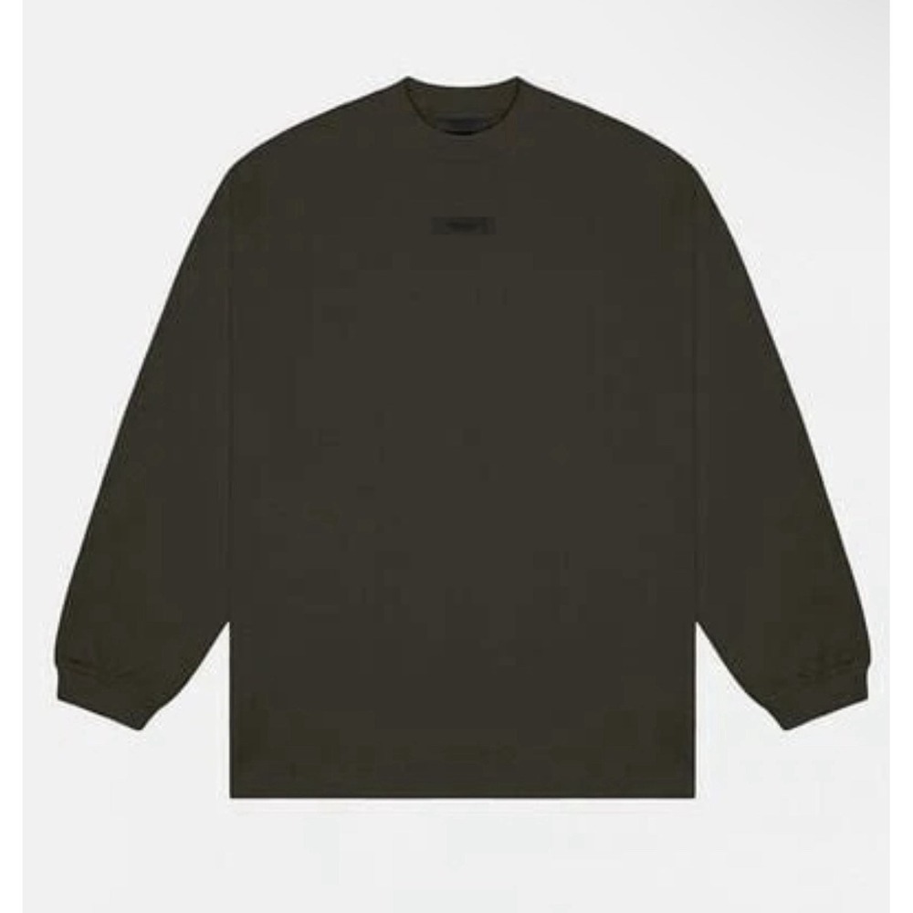 Fear of God Essentials Long Sleeve T-Shirt Dark Olive Grey Medium 100% Cotton